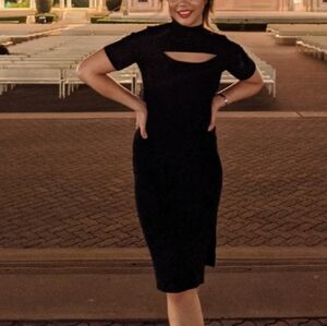 Black body con dress with cutout